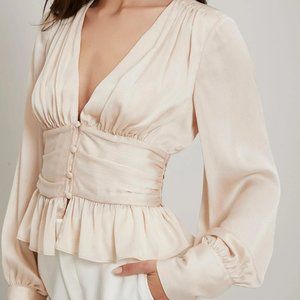 MOTF Premium Plunging Neck Corset Peplum Top